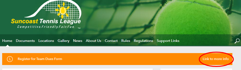 Home page banner link to Dues Payment system